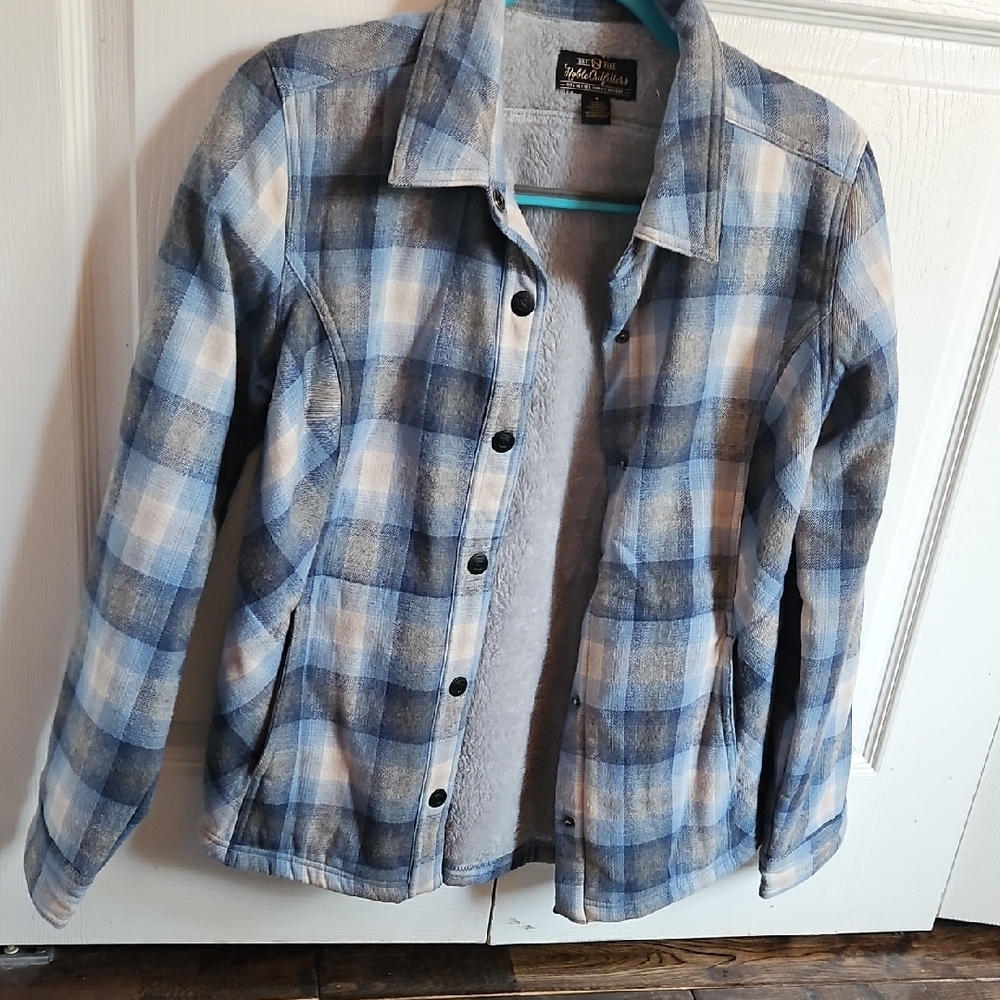 Plaid Teddy Jacket in Blue and White